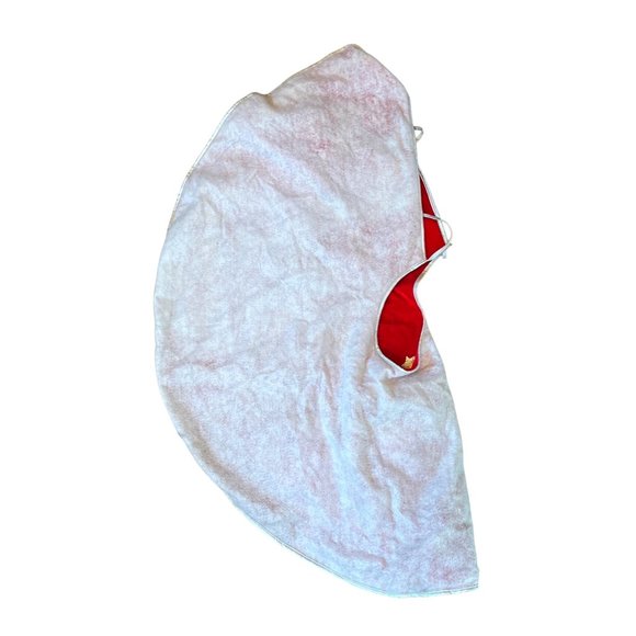 Vtg Retro Christmas Tree Skirt 3D Handmade Velvet Santa Presents Holly - Picture 6 of 6